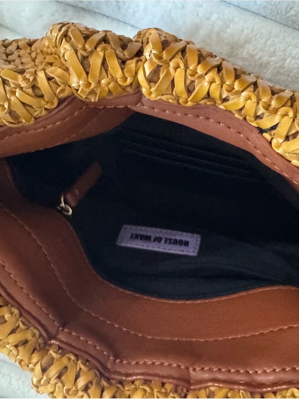 House of Want Woven Dark Tan Bag with Chain Handle - Picture 3 of 6